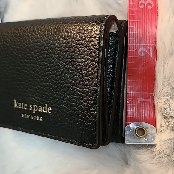 Kate Spade "EVA" Micro Trifold Leather Wallet-WLRU6275 Black/Beige-NWT - Picture 9 of 11